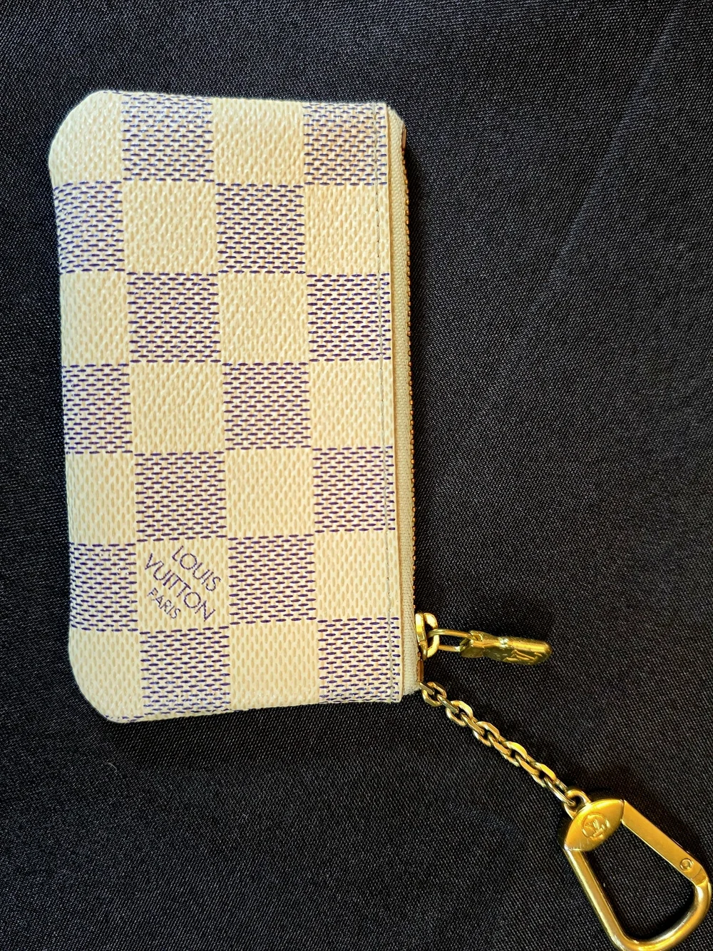Louis Vuitton Damier Azur Key/ Card Pouch - White & Blue . COA included